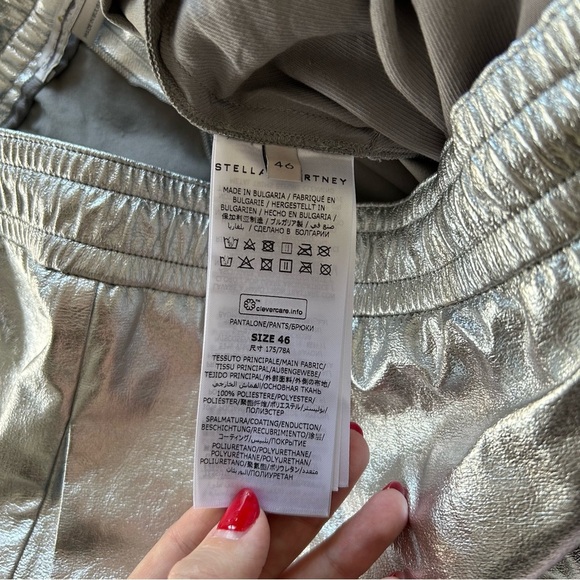Stella McCartney Metallic Silver Foil Jogger Pants Size IT46/US 10/12 $995 NWOT - Picture 8 of 8